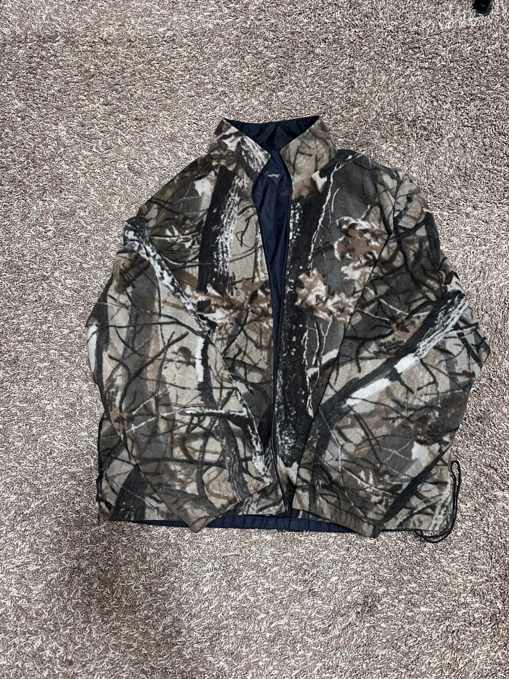 Duxbak Reversible Camo Hunting Jacket Men's Large Fleece Nylon Full Zip